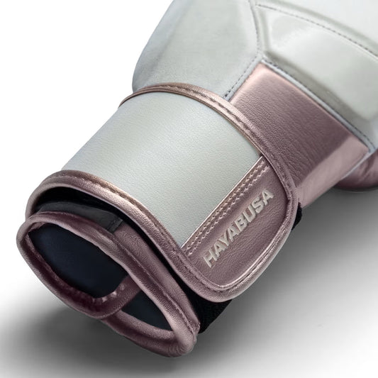 Hayabusa T3 Boxing Gloves - Blanco/Rosa Dorado