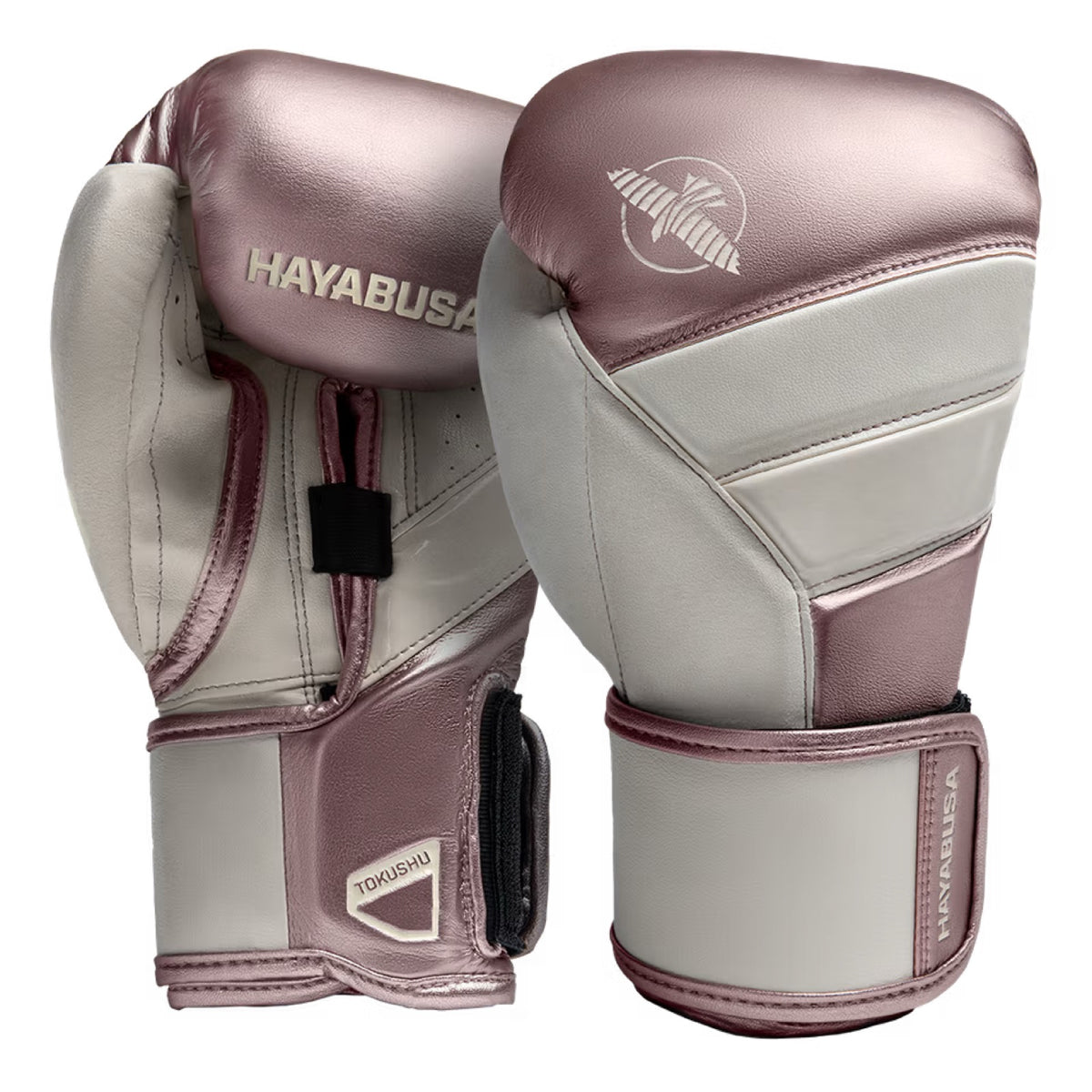 Hayabusa T3 Boxing Gloves - Blanco/Rosa Dorado
